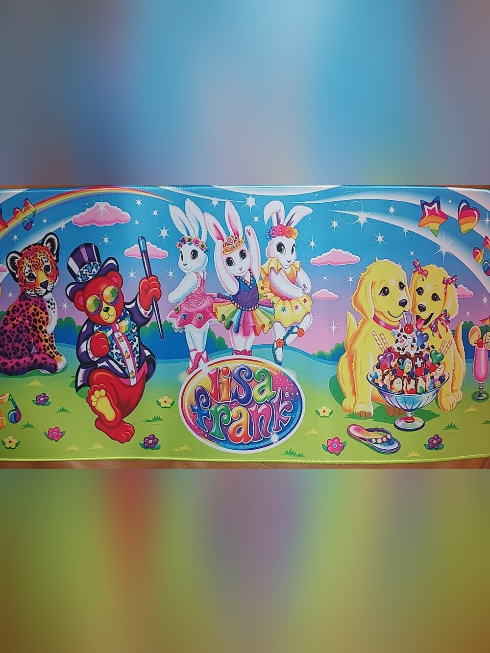 Lisa Frank  Desk/ Gaming Computer Desk Mat. High Quality. Rubber Backing 12"x24"